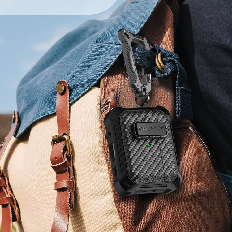 For AirPods Pro Alpha Carbon Fiber Wireless Bluetooth Earphone Protective Case(Black) - For AirPods Pro by PMC Jewellery | Online Shopping South Africa | PMC Jewellery | Buy Now Pay Later Mobicred