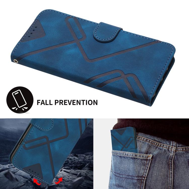 For iPhone 17 Pro Line Pattern Skin Feel Leather Phone Case(Royal Blue) - free shipping - PMc TechLife - Order now!