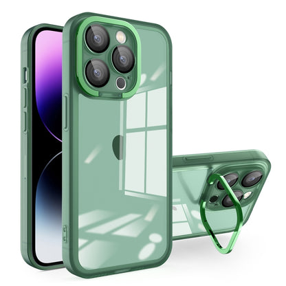 For iPhone 15 Plus Invisible Lens Bracket Matte Transparent MagSafe Phone Case(Dark Green) - iPhone 15 Plus Cases by PMC Jewellery | Online Shopping South Africa | PMC Jewellery