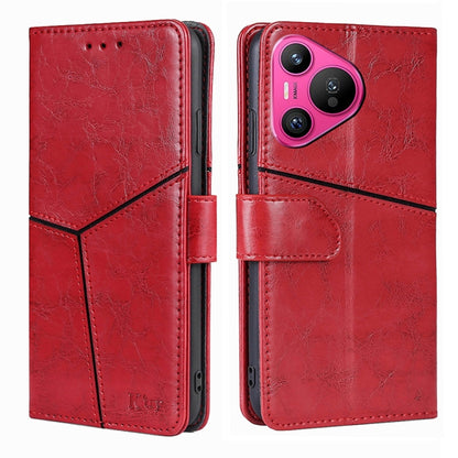 For Huawei Pura 70 5G Geometric Stitching Leather Phone Case(Red) - Huawei Cases by PMC Jewellery | Online Shopping South Africa | PMC Jewellery | Buy Now Pay Later Mobicred