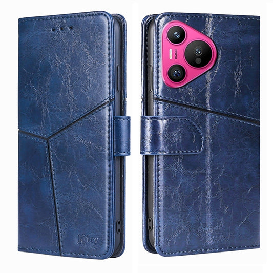 For Huawei Pura 70 5G Geometric Stitching Leather Phone Case(Blue) - Huawei Cases by PMC Jewellery | Online Shopping South Africa | PMC Jewellery | Buy Now Pay Later Mobicred