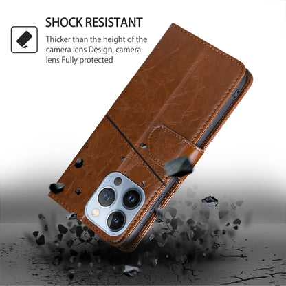 For Honor Magic6 Pro Geometric Stitching Leather Phone Case(Light Brown) - Honor Cases by PMC Jewellery | Online Shopping South Africa | PMC Jewellery | Buy Now Pay Later Mobicred