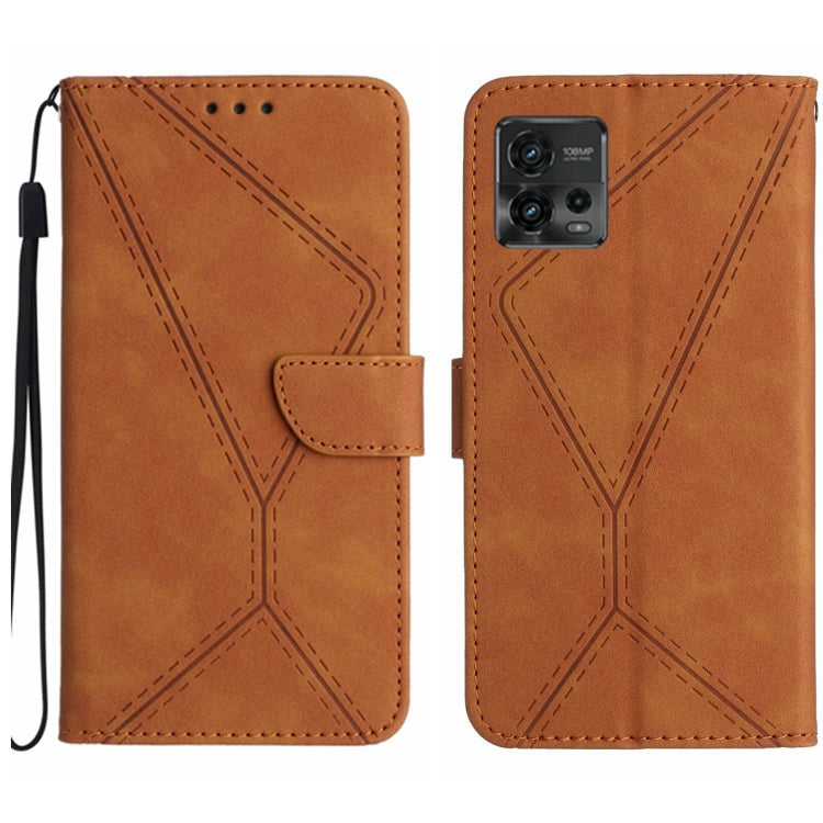For Motorola Moto G72 4G Stitching Embossed Leather Phone Case(Brown) - free shipping - PMC TechLife - Order now!