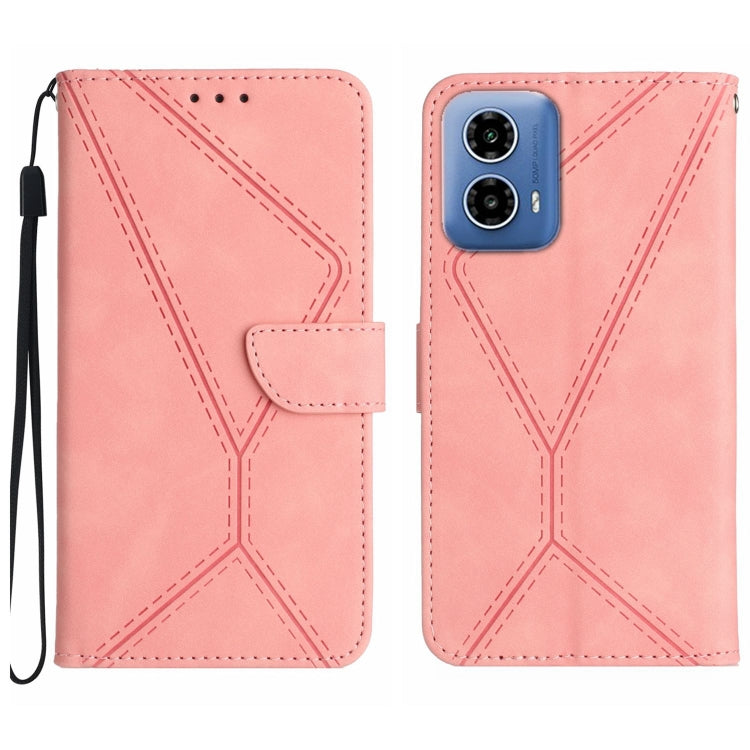 For Motorola Moto G34 5G Stitching Embossed Leather Phone Case(Pink) - Motorola Cases by PMC Jewellery | Online Shopping South Africa | PMC Jewellery | Buy Now Pay Later Mobicred