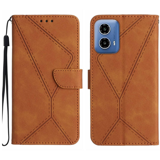 For Motorola Moto G34 5G Stitching Embossed Leather Phone Case(Brown) - Motorola Cases by PMC Jewellery | Online Shopping South Africa | PMC Jewellery | Buy Now Pay Later Mobicred