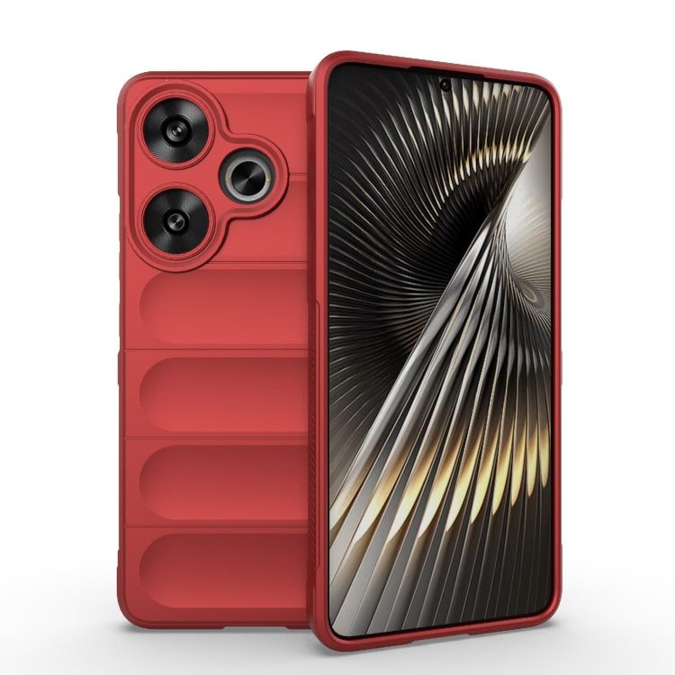 For Xiaomi Redmi Turbo 3 5G Magic Shield TPU + Flannel Phone Case(Red) - Xiaomi Cases by PMC Jewellery | Online Shopping South Africa | PMC Jewellery | Buy Now Pay Later Mobicred