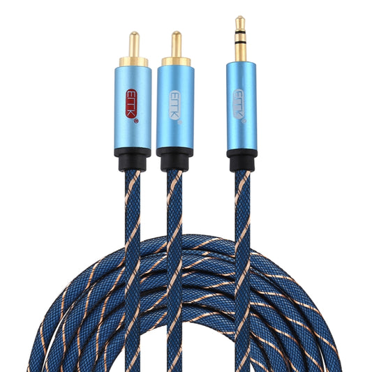 EMK 3.5mm Jack Male to 2 x RCA Male Gold Plated Connector Speaker Audio Cable, Cable Length:3m(Dark Blue) - Audio Optical Cables by EMK | Online Shopping South Africa | PMC Jewellery | Buy Now Pay Later Mobicred