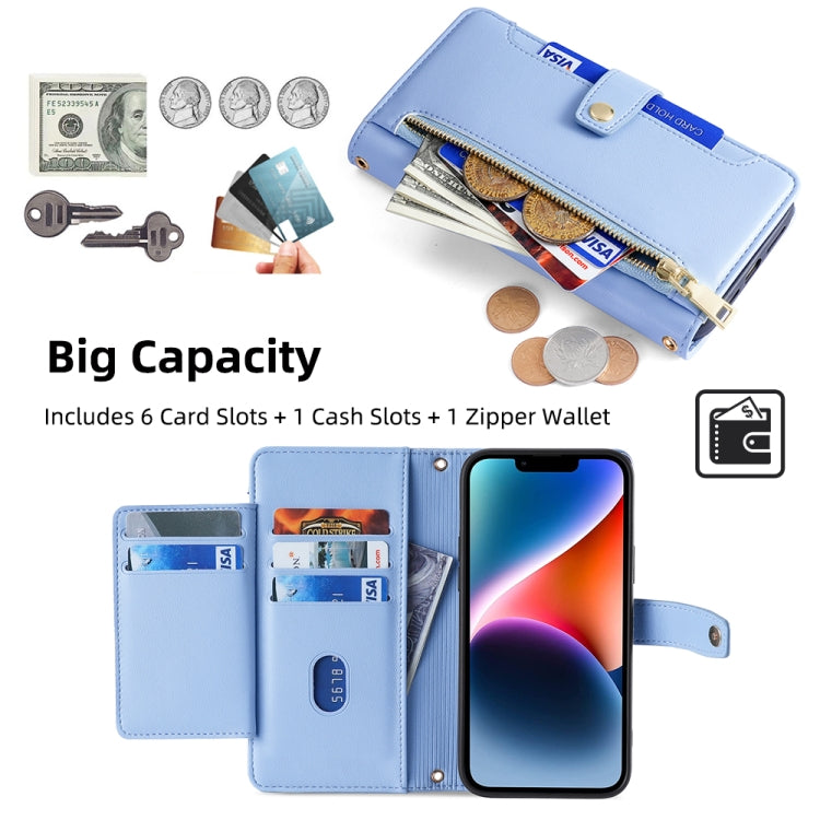 For OnePlus Nord CE4 Sheep Texture Cross-body Zipper Wallet Leather Phone Case(Blue) - OnePlus Cases by PMC TechLife | Online Shopping South Africa | PMC TechLife | Buy Now Pay Later Mobicred