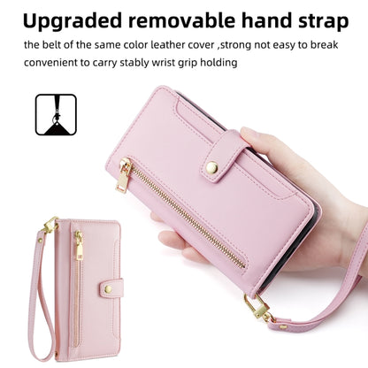 For Huawei Pura 70 5G Sheep Texture Cross-body Zipper Wallet Leather Phone Case(Pink) - Huawei Cases by PMC Jewellery | Online Shopping South Africa | PMC Jewellery | Buy Now Pay Later Mobicred