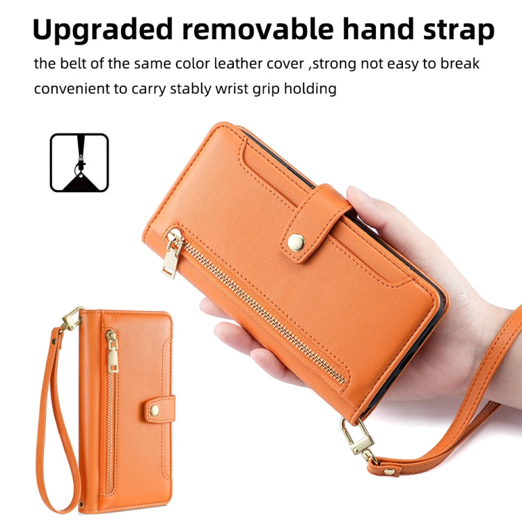 For Huawei Pura 70 Ultra 5G Sheep Texture Cross-body Zipper Wallet Leather Phone Case(Orange) - Huawei Cases by PMC Jewellery | Online Shopping South Africa | PMC Jewellery | Buy Now Pay Later Mobicred