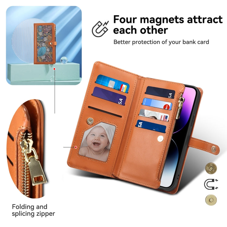 For Google Pixel 8A ESEBLE Star Series Lanyard Zipper Wallet RFID Leather Case(Brown) - Google Cases by ESEBLE | Online Shopping South Africa | PMC TechLife | Buy Now Pay Later Mobicred