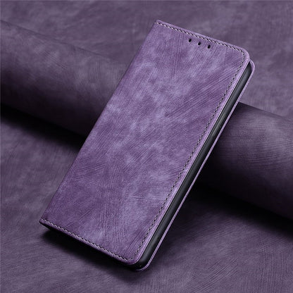 For Honor Magic6 Pro RFID Anti-theft Brush Magnetic Leather Phone Case(Purple) - Honor Cases by PMC Jewellery | Online Shopping South Africa | PMC Jewellery | Buy Now Pay Later Mobicred