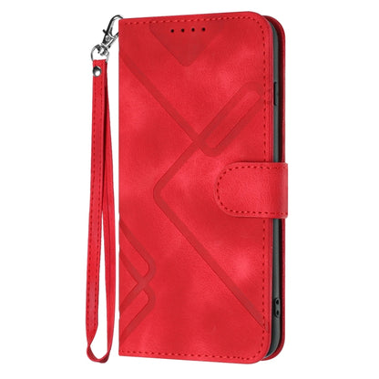 For Xiaomi Redmi K70 Line Pattern Skin Feel Leather Phone Case(Red) - K70 Cases by PMC Jewellery | Online Shopping South Africa | PMC Jewellery | Buy Now Pay Later Mobicred