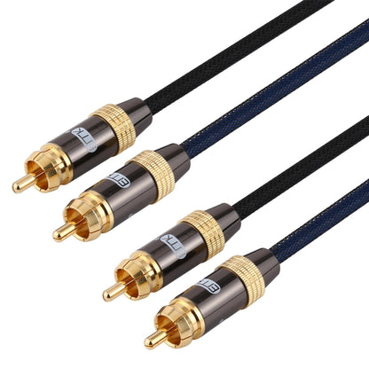 EMK 2 x RCA Male to 2 x RCA Male Gold Plated Connector Nylon Braid Coaxial Audio Cable for TV / Amplifier / Home Theater / DVD, Cable Length:2m(Black) - Audio Optical Cables by EMK | Online Shopping South Africa | PMC Jewellery | Buy Now Pay Later Mobicred