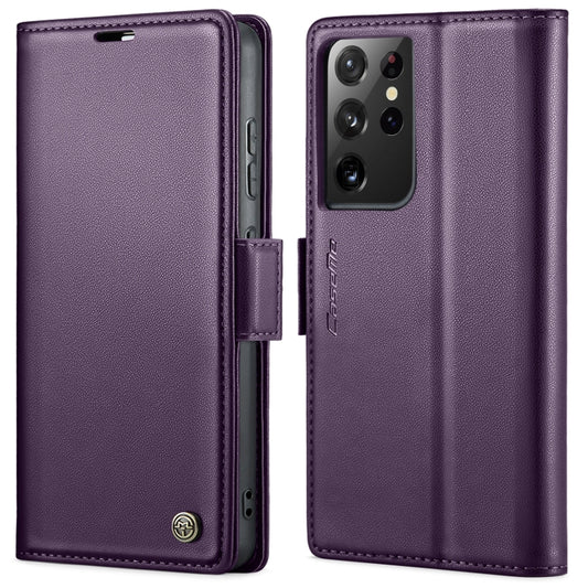 For Samsung Galaxy S21 Ultra 5G CaseMe 023 Butterfly Buckle Litchi Texture RFID Anti-theft Leather Phone Case(Pearly Purple) - Galaxy S21 Ultra 5G Cases by CaseMe | Online Shopping South Africa | PMC Jewellery | Buy Now Pay Later Mobicred