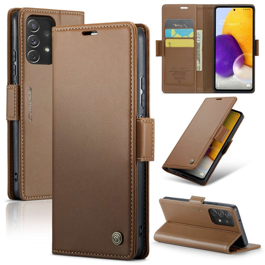 For Samsung Galaxy A72 CaseMe 023 Butterfly Buckle Litchi Texture RFID Anti-theft Leather Phone Case(Brown) - Galaxy Phone Cases by CaseMe | Online Shopping South Africa | PMC Jewellery | Buy Now Pay Later Mobicred