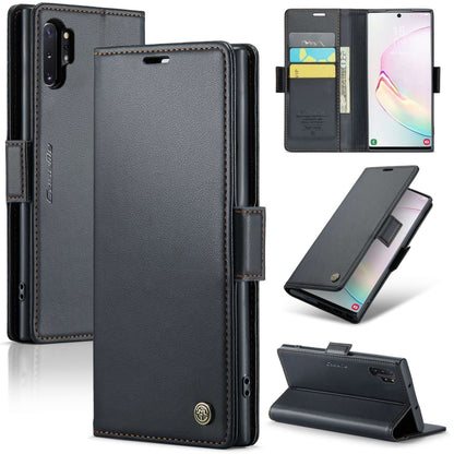 For Samsung Galaxy Note10+ CaseMe 023 Butterfly Buckle Litchi Texture RFID Anti-theft Leather Phone Case(Black) - Galaxy Phone Cases by CaseMe | Online Shopping South Africa | PMC Jewellery | Buy Now Pay Later Mobicred