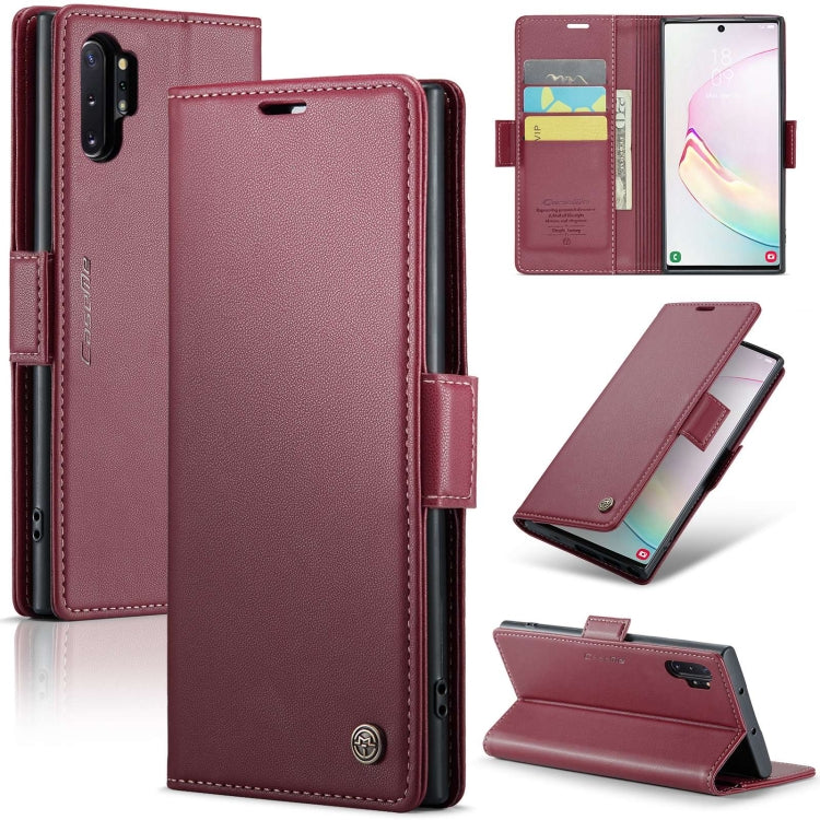 For Samsung Galaxy Note10+ CaseMe 023 Butterfly Buckle Litchi Texture RFID Anti-theft Leather Phone Case(Wine Red) - Galaxy Phone Cases by CaseMe | Online Shopping South Africa | PMC Jewellery | Buy Now Pay Later Mobicred