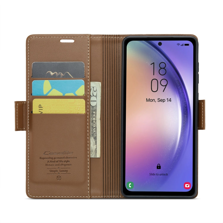 For Samsung Galaxy A54 5G CaseMe 023 Butterfly Buckle Litchi Texture RFID Anti-theft Leather Phone Case(Brown) - Galaxy Phone Cases by CaseMe | Online Shopping South Africa | PMC Jewellery | Buy Now Pay Later Mobicred