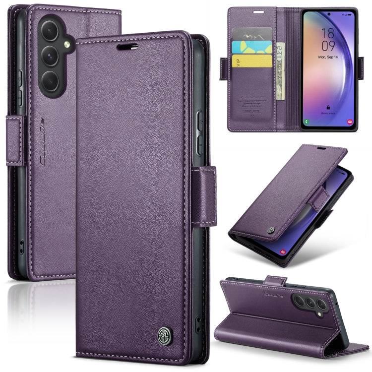 For Samsung Galaxy A54 5G CaseMe 023 Butterfly Buckle Litchi Texture RFID Anti-theft Leather Phone Case(Pearly Purple) - Galaxy Phone Cases by CaseMe | Online Shopping South Africa | PMC Jewellery | Buy Now Pay Later Mobicred