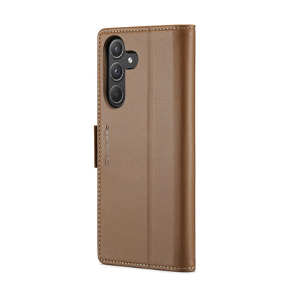 For Samsung Galaxy A55 CaseMe 023 Butterfly Buckle Litchi Texture RFID Anti-theft Leather Phone Case(Brown) - Galaxy Phone Cases by CaseMe | Online Shopping South Africa | PMC Jewellery | Buy Now Pay Later Mobicred