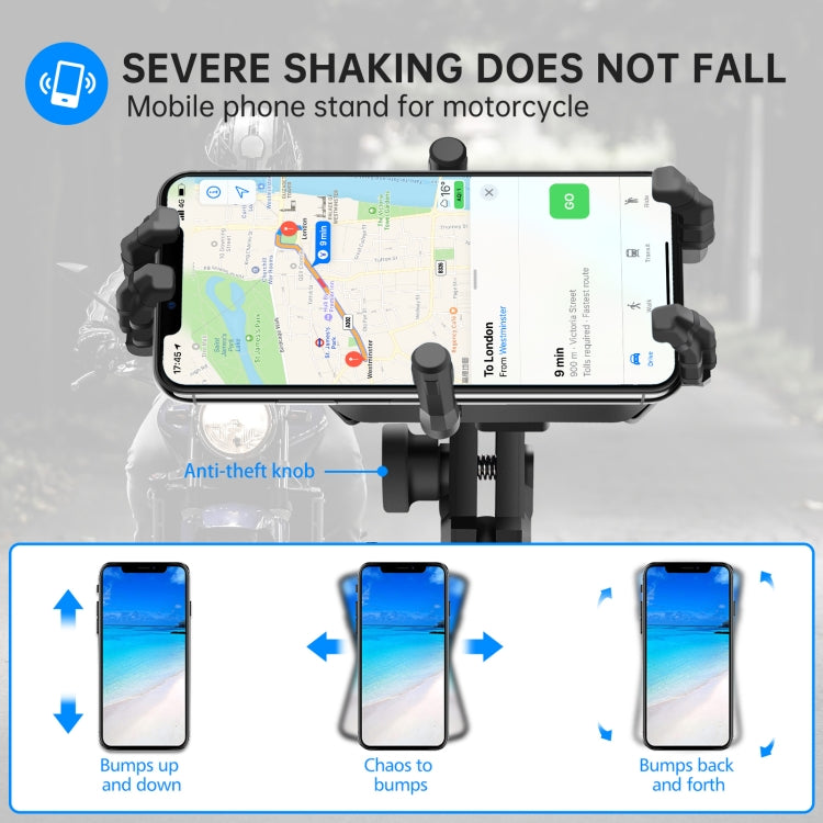 WUPP CS-1848A2 Motorcycle Shock Absorption Riding Phone Holder, Style:Handlebars - free shipping - PMC TechLife - Order now!