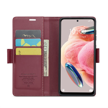 For Xiaomi Redmi Note 12 4G Global CaseMe 023 Butterfly Buckle Litchi Texture RFID Anti-theft Leather Phone Case(Wine Red) - Xiaomi Cases by CaseMe | Online Shopping South Africa | PMC Jewellery | Buy Now Pay Later Mobicred