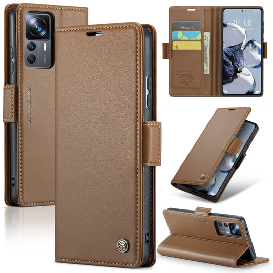 For Xiaomi 12T /12T Pro/Redmi K50 Ultra CaseMe 023 Butterfly Buckle Litchi Texture RFID Anti-theft Leather Phone Case(Brown) - Xiaomi Cases by CaseMe | Online Shopping South Africa | PMC Jewellery | Buy Now Pay Later Mobicred