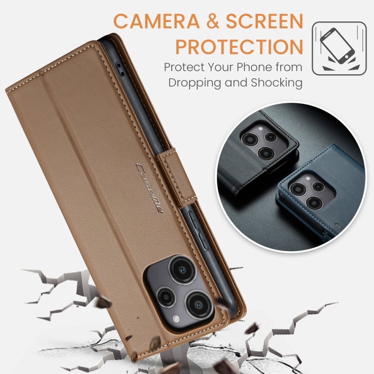 For Xiaomi Redmi 12 4G／12 5G／Note 12R／POCO M6 Pro 5G CaseMe 023 Butterfly Buckle Litchi Texture RFID Anti-theft Leather Phone Case(Brown) - Xiaomi Cases by CaseMe | Online Shopping South Africa | PMC Jewellery | Buy Now Pay Later Mobicred