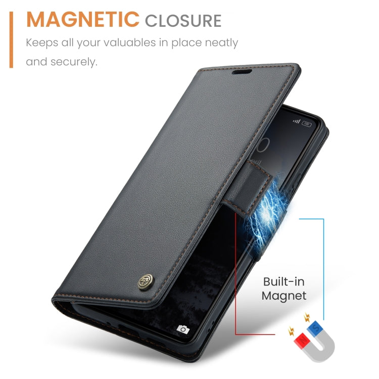 For Xiaomi Poco C65 4G CaseMe 023 Butterfly Buckle Litchi Texture RFID Anti-theft Leather Phone Case(Black) - Xiaomi Cases by CaseMe | Online Shopping South Africa | PMC Jewellery | Buy Now Pay Later Mobicred