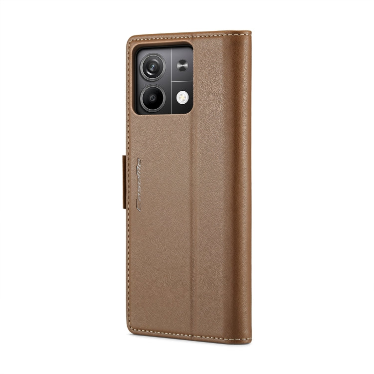 For Xiaomi Redmi Note 13 5G CaseMe 023 Butterfly Buckle Litchi Texture RFID Anti-theft Leather Phone Case(Brown) - Xiaomi Cases by CaseMe | Online Shopping South Africa | PMC Jewellery | Buy Now Pay Later Mobicred