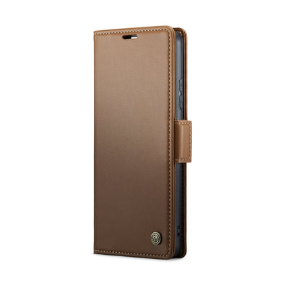 For Xiaomi Redmi Note 13 4G CaseMe 023 Butterfly Buckle Litchi Texture RFID Anti-theft Leather Phone Case(Brown) - Xiaomi Cases by CaseMe | Online Shopping South Africa | PMC Jewellery | Buy Now Pay Later Mobicred