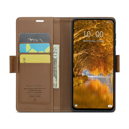 For Xiaomi Redmi Note 13 Pro 4G CaseMe 023 Butterfly Buckle Litchi Texture RFID Anti-theft Leather Phone Case(Brown) - Xiaomi Cases by CaseMe | Online Shopping South Africa | PMC Jewellery | Buy Now Pay Later Mobicred