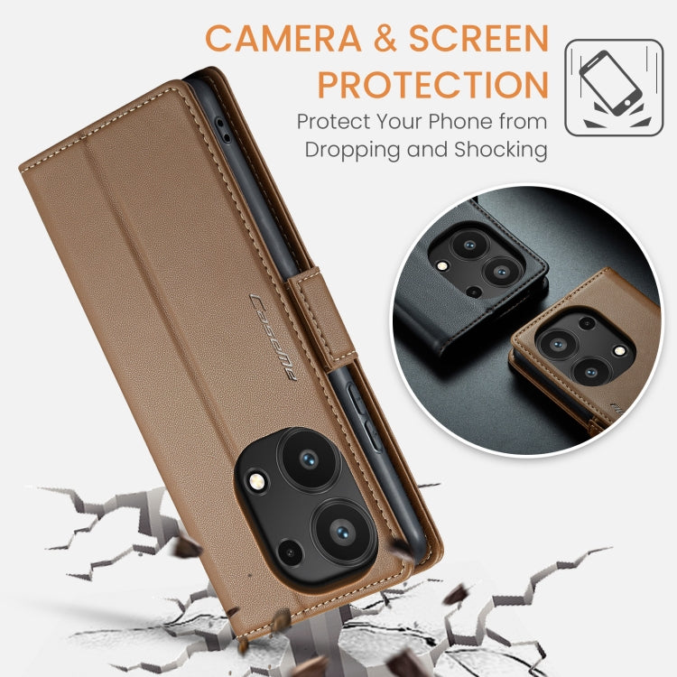 For Xiaomi Redmi Note 13 Pro 4G CaseMe 023 Butterfly Buckle Litchi Texture RFID Anti-theft Leather Phone Case(Brown) - Xiaomi Cases by CaseMe | Online Shopping South Africa | PMC Jewellery | Buy Now Pay Later Mobicred