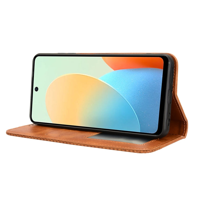 For Tecno Spark Go 2024 Magnetic Buckle Retro Texture Leather Phone Case(Brown) - Tecno Cases by PMC Jewellery | Online Shopping South Africa | PMC Jewellery | Buy Now Pay Later Mobicred