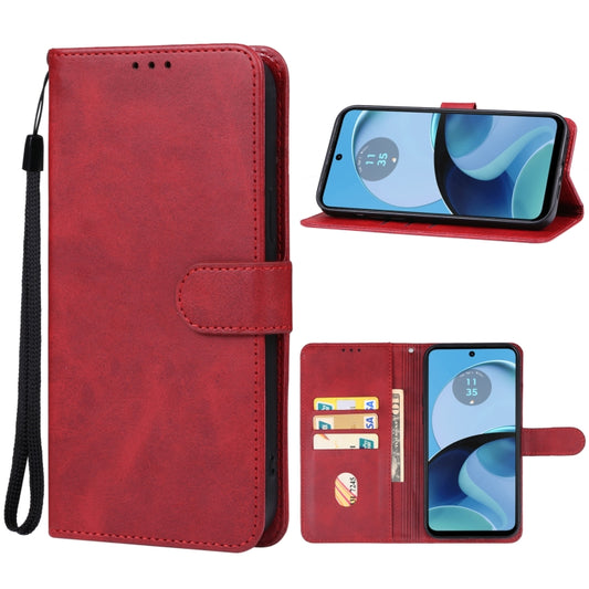 For Motorola Moto G14 Leather Phone Case(Red) - Motorola Cases by PMC Jewellery | Online Shopping South Africa | PMC Jewellery | Buy Now Pay Later Mobicred