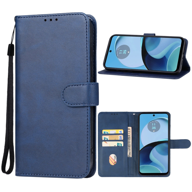 For Motorola Moto G14 Leather Phone Case(Blue) - Motorola Cases by PMC Jewellery | Online Shopping South Africa | PMC Jewellery | Buy Now Pay Later Mobicred