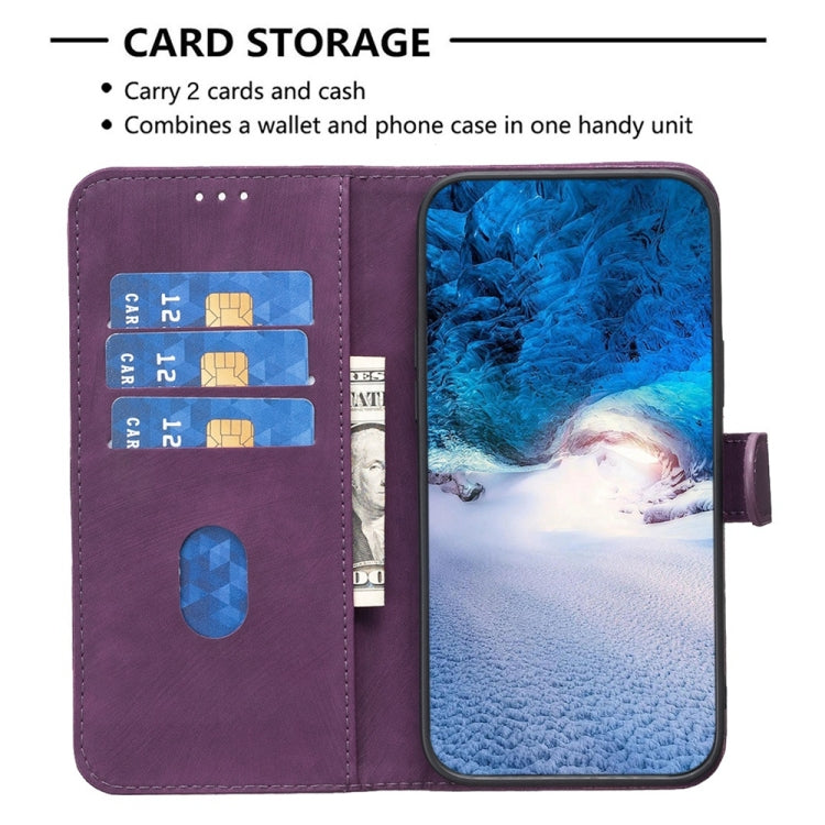For Xiaomi Redmi Note 12 5G Global Plaid Embossed Leather Phone Case(Purple) - Xiaomi Cases by PMC TechLife | Online Shopping South Africa | PMC TechLife | Buy Now Pay Later Mobicred