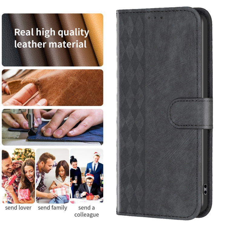 For Xiaomi Redmi 13C Plaid Embossed Leather Phone Case(Black) - 13C Cases by PMC Jewellery | Online Shopping South Africa | PMC Jewellery | Buy Now Pay Later Mobicred