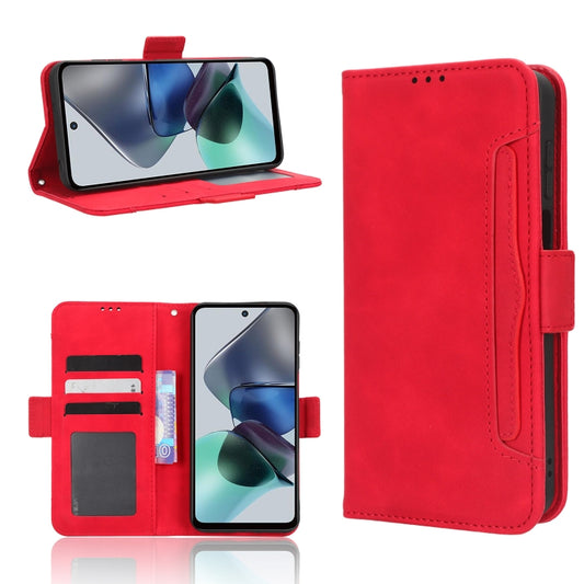 For Motorola Moto G53 / G13 Skin Feel Calf Texture Card Slots Leather Phone Case(Red) - Motorola Cases by PMC Jewellery | Online Shopping South Africa | PMC Jewellery | Buy Now Pay Later Mobicred