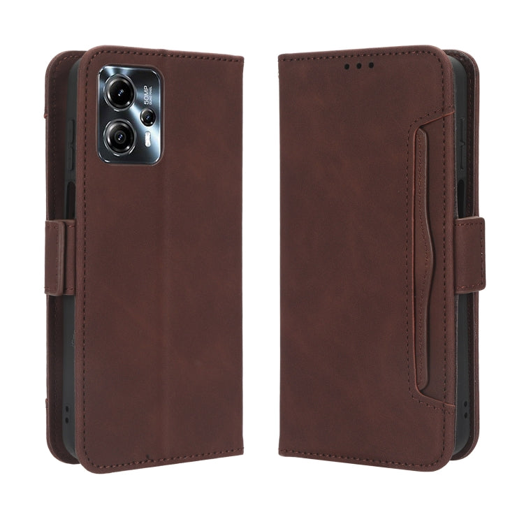 For Motorola Moto G53 / G13 Skin Feel Calf Texture Card Slots Leather Phone Case(Brown) - Motorola Cases by PMC Jewellery | Online Shopping South Africa | PMC Jewellery | Buy Now Pay Later Mobicred