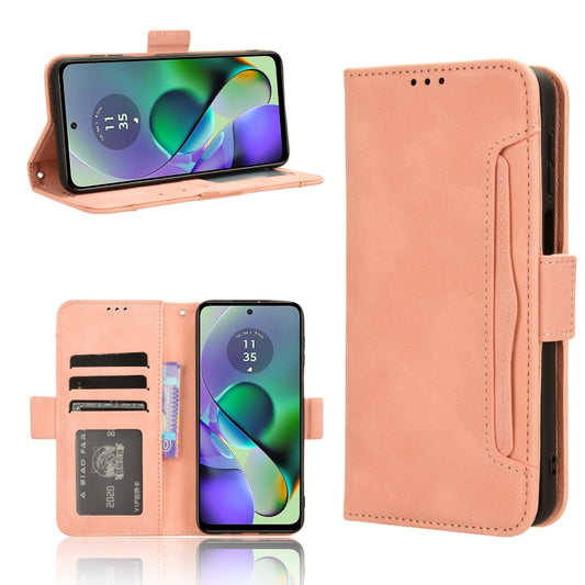 For Motorola Moto G54 5G Skin Feel Calf Texture Card Slots Leather Phone Case(Pink) - Motorola Cases by PMC Jewellery | Online Shopping South Africa | PMC Jewellery | Buy Now Pay Later Mobicred