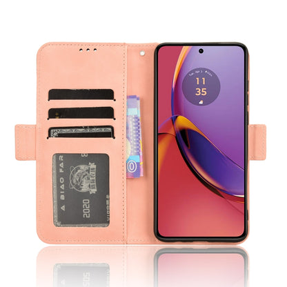 For Motorola Moto G84 5G Skin Feel Calf Texture Card Slots Leather Phone Case(Pink) - Motorola Cases by PMC Jewellery | Online Shopping South Africa | PMC Jewellery | Buy Now Pay Later Mobicred