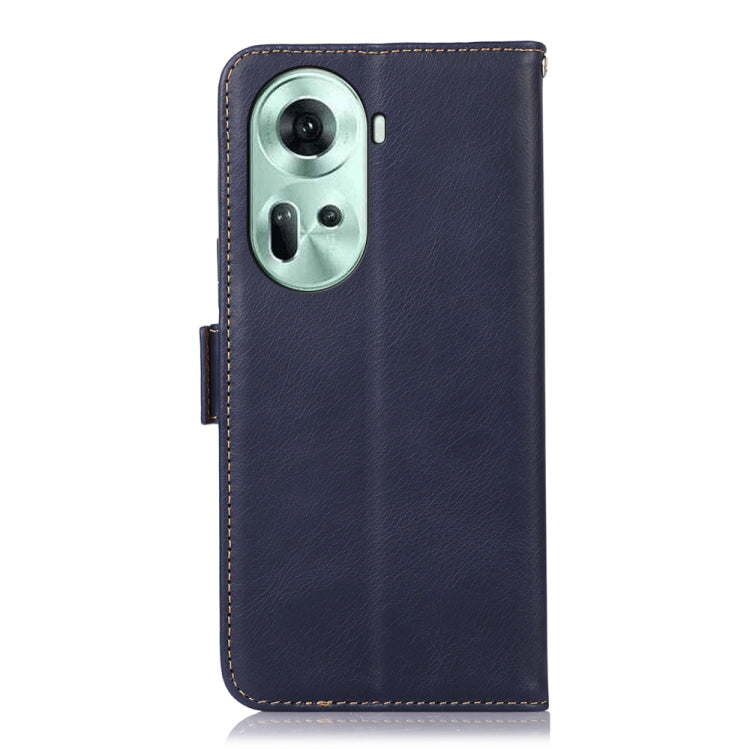 For OPPO Reno11 5G Global Crazy Horse Top Layer Cowhide Leather Phone Case(Blue) - Reno11 Cases by PMC Jewellery | Online Shopping South Africa | PMC Jewellery | Buy Now Pay Later Mobicred