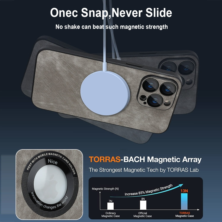For iPhone 11 Skin Feel Leather MagSafe Magnetic Phone Case(Grey) - iPhone 11 Cases by PMC TechLife | Online Shopping South Africa | PMC TechLife