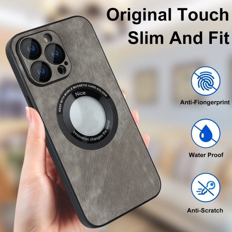 For iPhone 11 Skin Feel Leather MagSafe Magnetic Phone Case(Grey) - iPhone 11 Cases by PMC TechLife | Online Shopping South Africa | PMC TechLife
