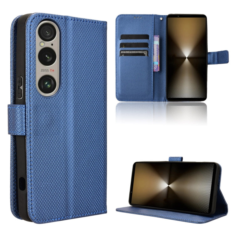 For Sony Xperia 1 VI 2024 Diamond Texture Leather Phone Case(Blue) - Sony Cases by PMC Jewellery | Online Shopping South Africa | PMC Jewellery | Buy Now Pay Later Mobicred