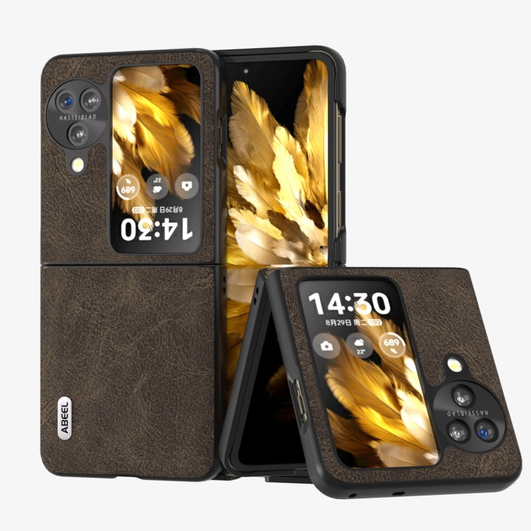 For OPPO Find N3 Flip ABEEL Dream Litchi Texture PU Phone Case(Khaki) - free shipping - PMC TechLife - Order now!