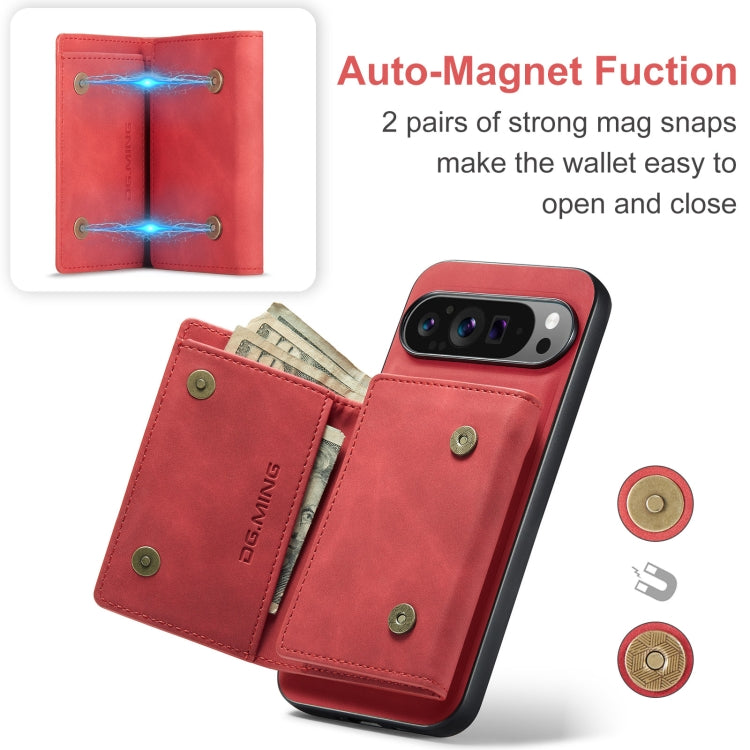 For Google Pixel 9 Pro XL DG.MING M1 Series 3-Fold Multi Card Wallet + Magnetic Phone Case(Red) - Google Cases by DG.MING | Online Shopping South Africa | PMC Jewellery | Buy Now Pay Later Mobicred