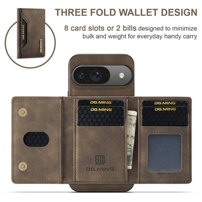 For Google Pixel 9 / 9 Pro DG.MING M2 Series 3-Fold Multi Card Bag + Magnetic Phone Case(Coffee) - Google Cases by DG.MING | Online Shopping South Africa | PMC Jewellery | Buy Now Pay Later Mobicred